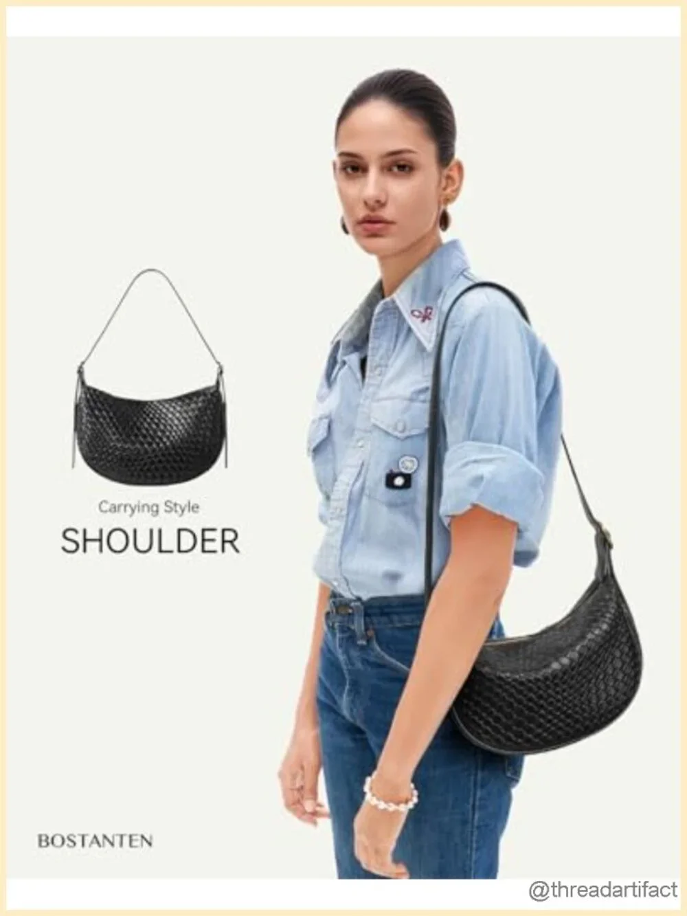 Vegan Leather Crescent Crossbody Bag Adjustable Strap Hobo Handbag